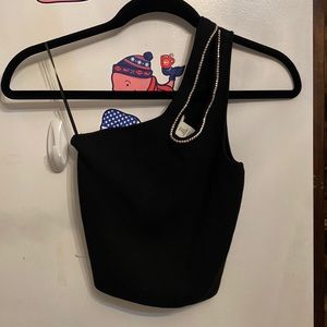 H&M Women’s One Shoulder Glitter Accent Crop Top